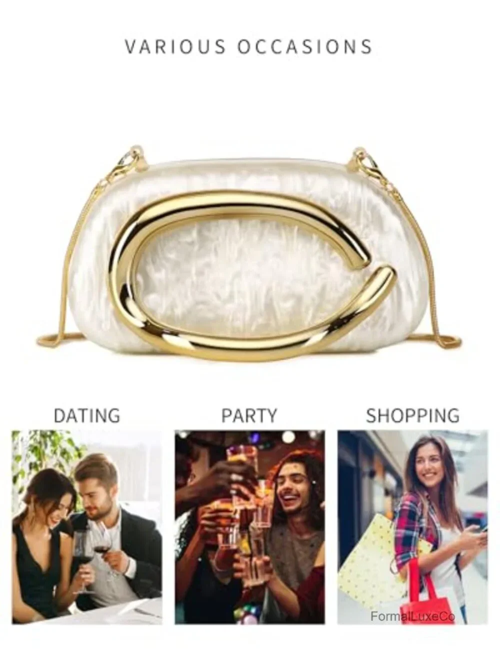 Acrylic Clutch Purse Women Wedding Party Evening Bag Marble